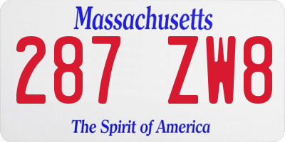 MA license plate 287ZW8
