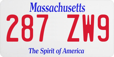 MA license plate 287ZW9