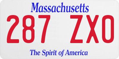 MA license plate 287ZX0