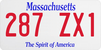 MA license plate 287ZX1