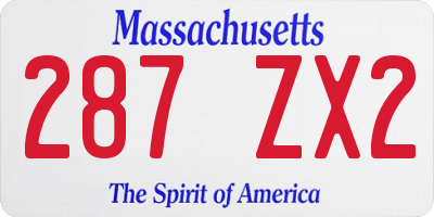 MA license plate 287ZX2