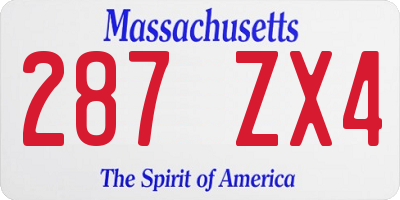 MA license plate 287ZX4