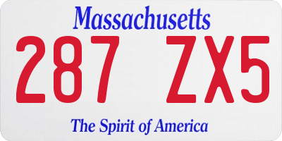 MA license plate 287ZX5