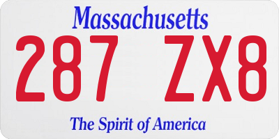 MA license plate 287ZX8