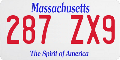 MA license plate 287ZX9