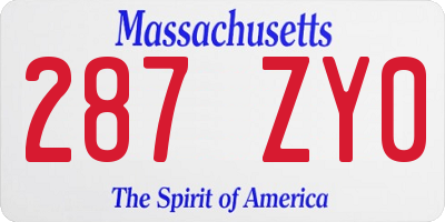 MA license plate 287ZY0