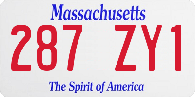 MA license plate 287ZY1