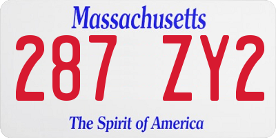 MA license plate 287ZY2