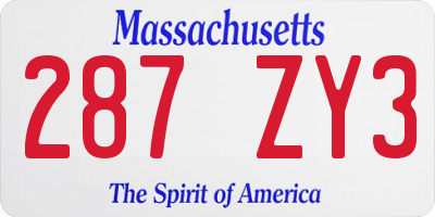 MA license plate 287ZY3