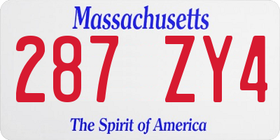 MA license plate 287ZY4