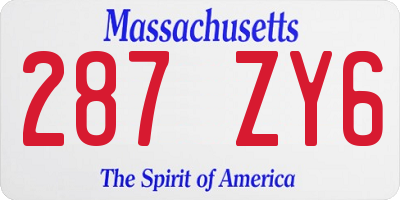 MA license plate 287ZY6