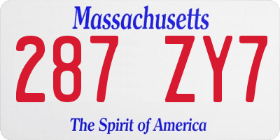 MA license plate 287ZY7