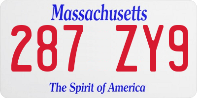 MA license plate 287ZY9