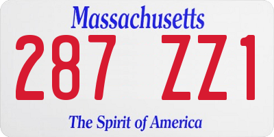 MA license plate 287ZZ1