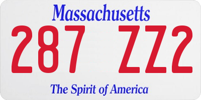 MA license plate 287ZZ2