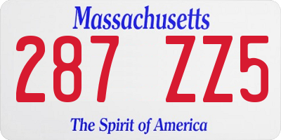 MA license plate 287ZZ5