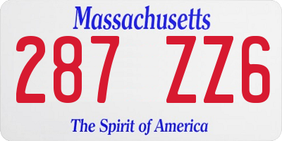 MA license plate 287ZZ6
