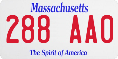 MA license plate 288AA0