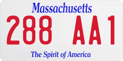 MA license plate 288AA1