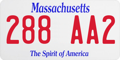 MA license plate 288AA2