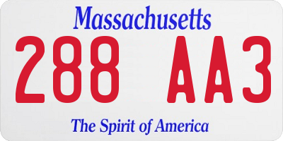 MA license plate 288AA3