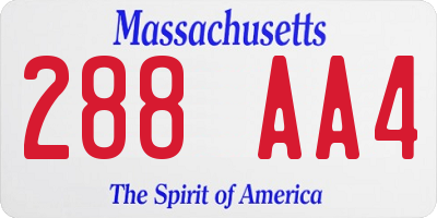 MA license plate 288AA4