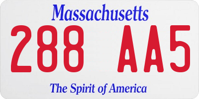 MA license plate 288AA5