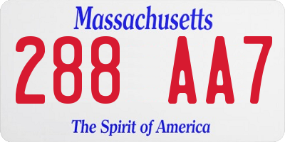 MA license plate 288AA7