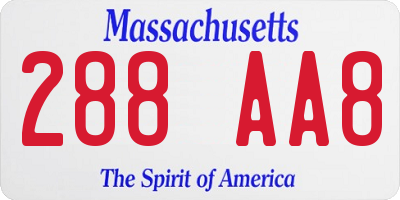 MA license plate 288AA8