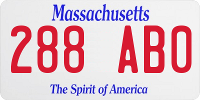 MA license plate 288AB0