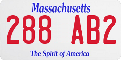 MA license plate 288AB2
