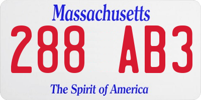 MA license plate 288AB3