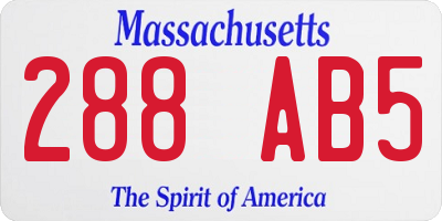 MA license plate 288AB5