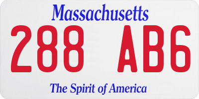 MA license plate 288AB6