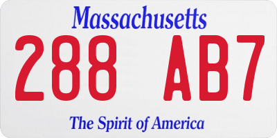 MA license plate 288AB7
