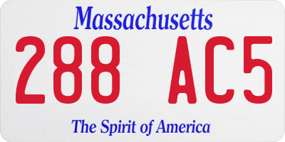 MA license plate 288AC5