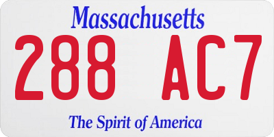 MA license plate 288AC7