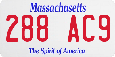 MA license plate 288AC9