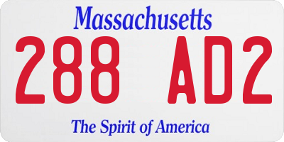 MA license plate 288AD2
