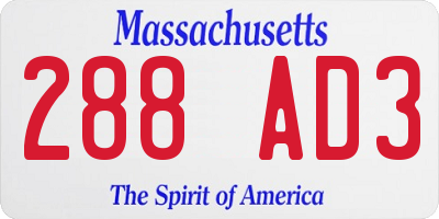 MA license plate 288AD3