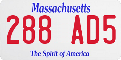 MA license plate 288AD5