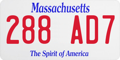 MA license plate 288AD7