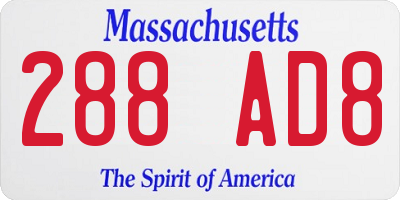 MA license plate 288AD8