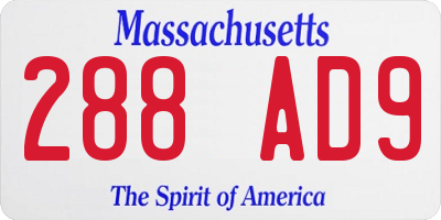 MA license plate 288AD9