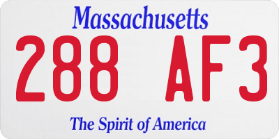 MA license plate 288AF3