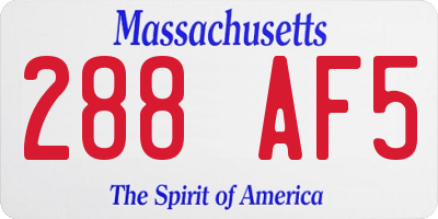 MA license plate 288AF5
