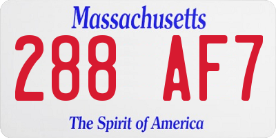 MA license plate 288AF7