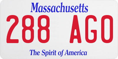 MA license plate 288AG0