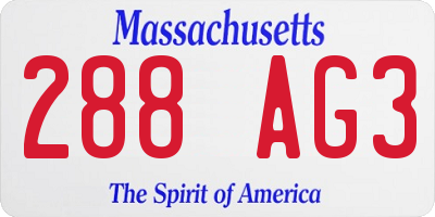 MA license plate 288AG3