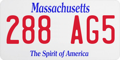 MA license plate 288AG5